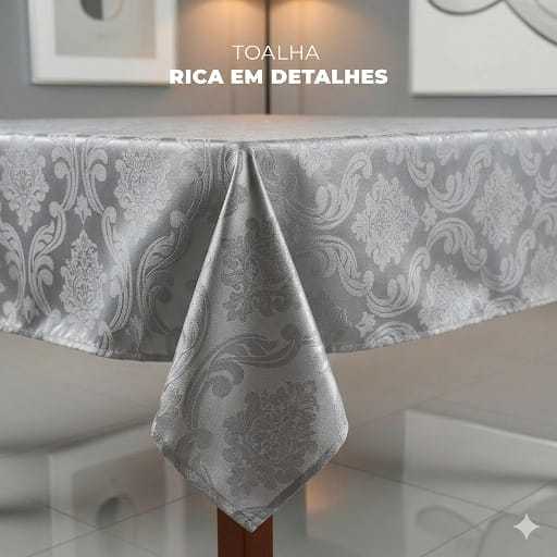 Toalha de Mesa Jacquard 2,00x1,40m Luxo Decorativa