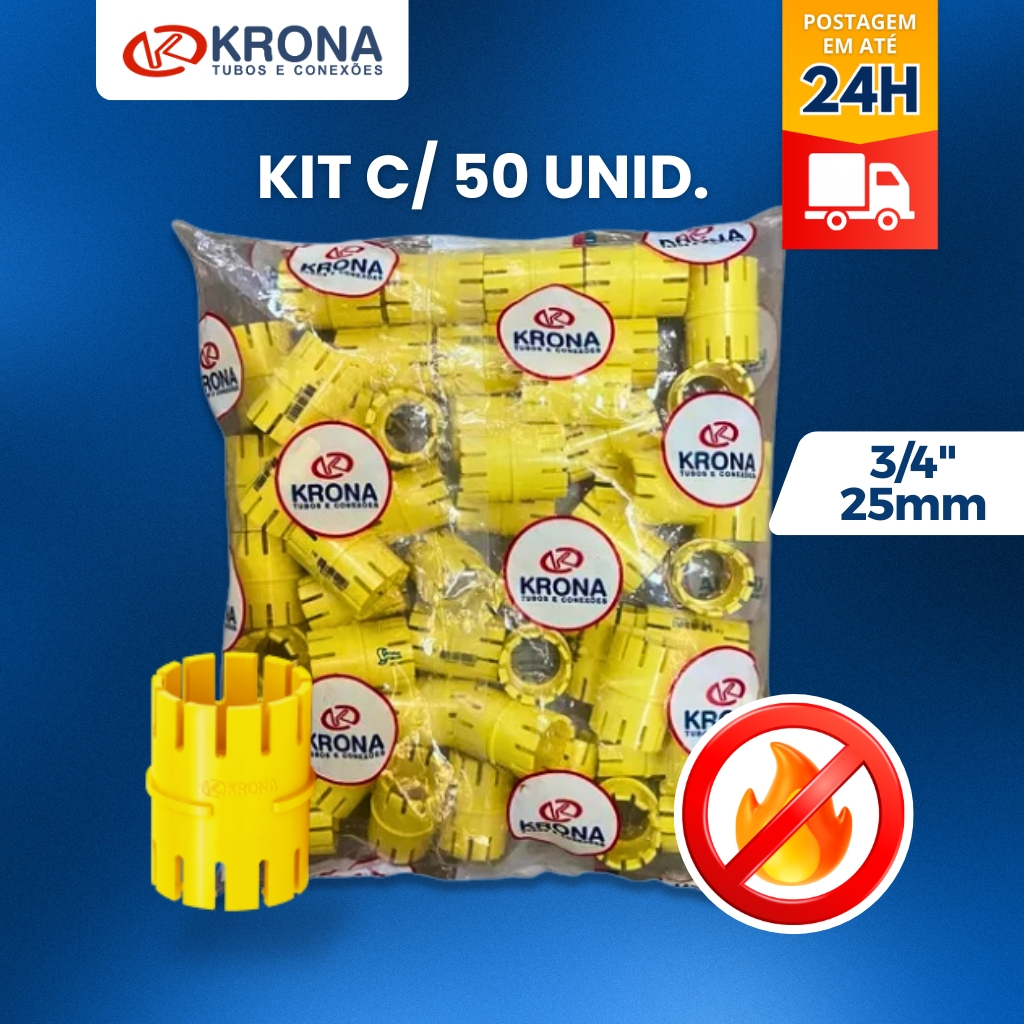 Luva P/conduite Pvc Krona Amarela 3/4 Kit C/50