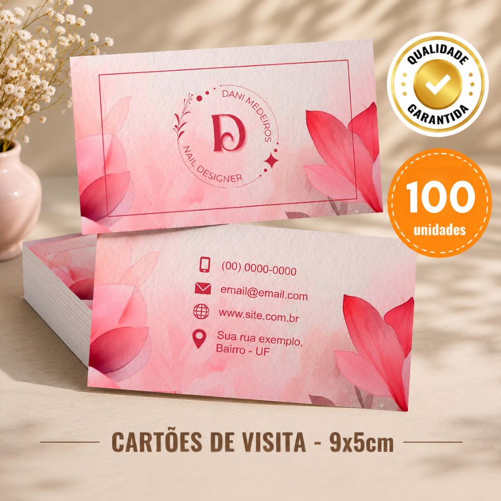 Cartão de Visita 9x5cm l 50 ou 100 unidades de cartões de visita l ENVIE SUA ARTE