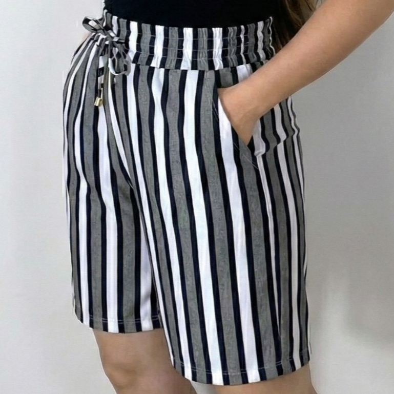 Bermuda Feminina | M ao G3 | Liganet Listrada Casual | Estilo e Conforto