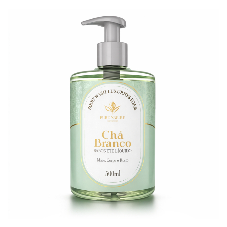 Sabonete Líquido Para Mãos 500ml Fragrância Luxuosa Chá Branco Pure Nature