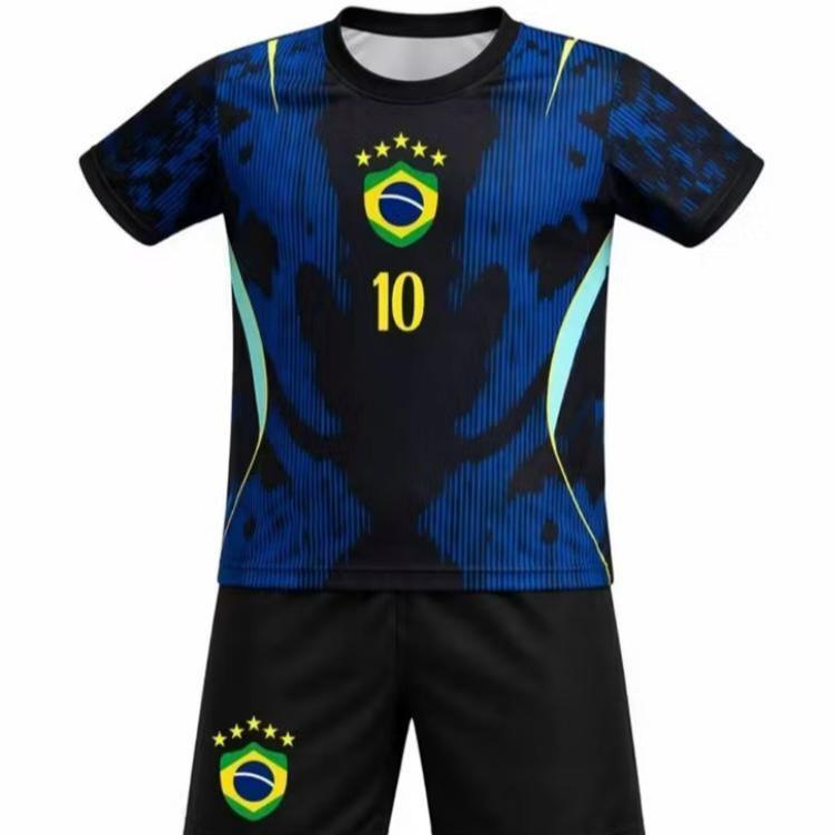 Conjunto de futebol infantil e juvenil do 4 ao 16 com short e camisa brasil patriota