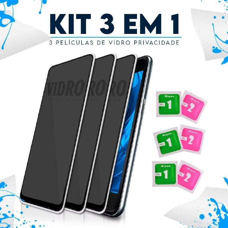 KIT 3 Película De Vidro Privacidade 3D Toda Para