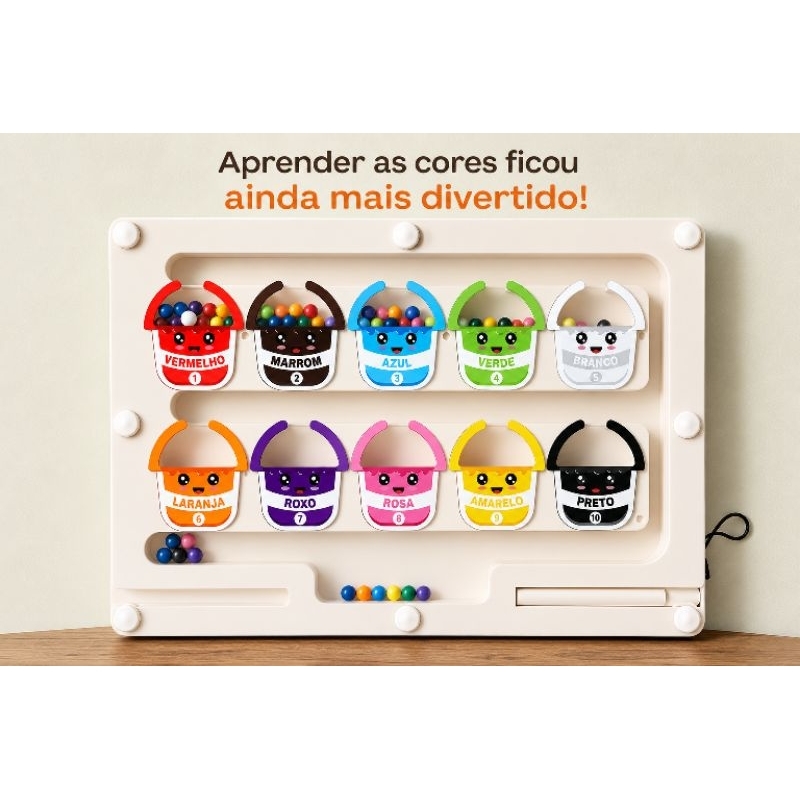 Brinquedo Educativo Labirinto Das Cores Com Bastão Magnético Infantil Montessori Cordenação Motora