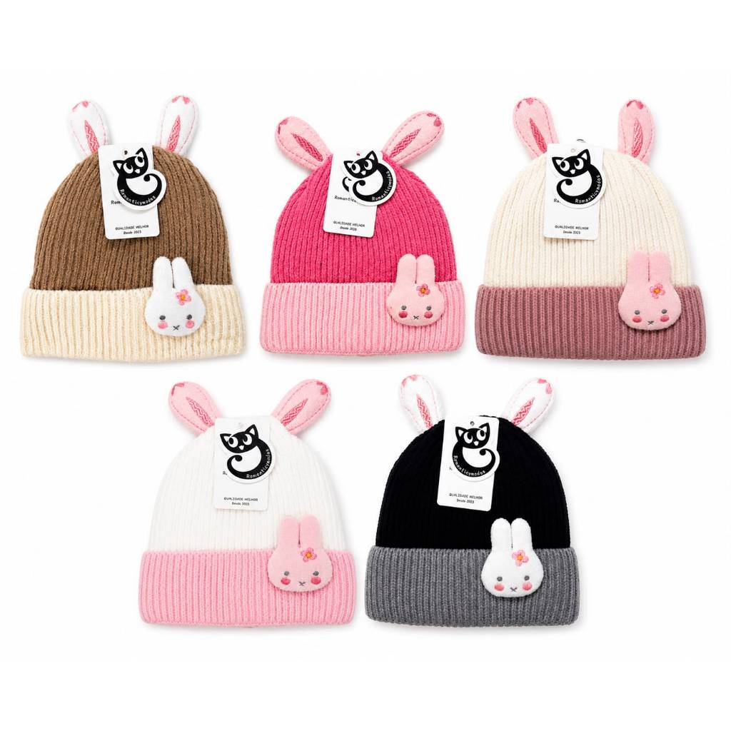 Touca Gorro Infantil Forrada Peluciada Ideal para Crianças de 0 a 2 anos Ideal para o Inverno