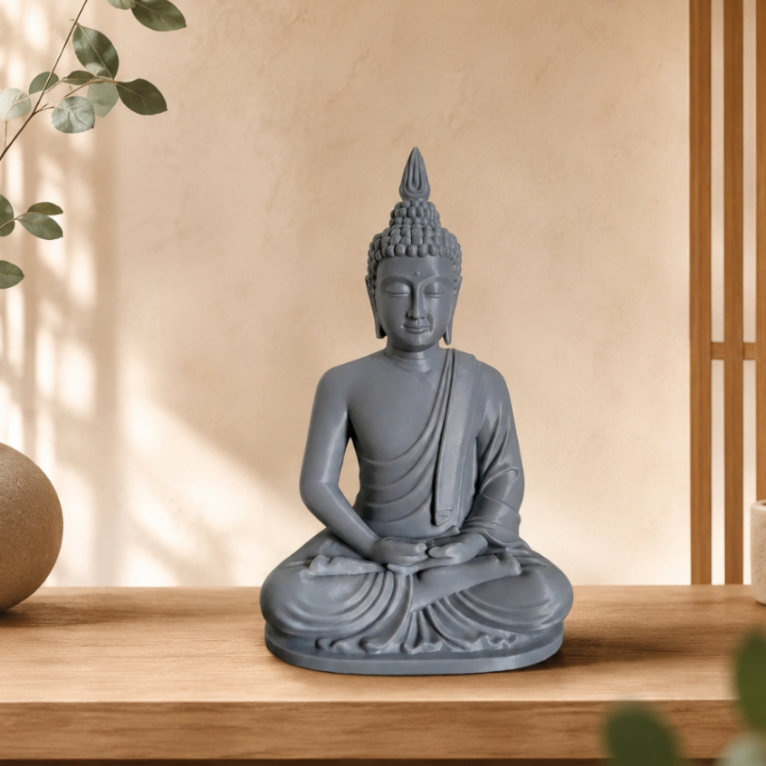 Imagem Estátua Buda Meditando 3D Decoração Zen Minimalista Sala Escritório Feng Shui Presente Decorativo