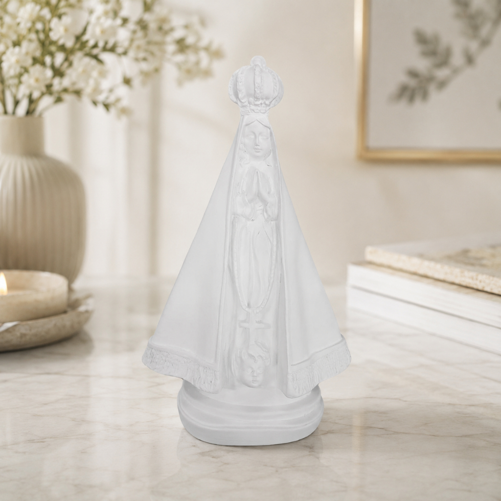 Kit 2 4 ou 6 Nossa Senhora Aparecida 22cm Gesso Cru Branco Imagem Sacra Religiosa Artesanato Decoração