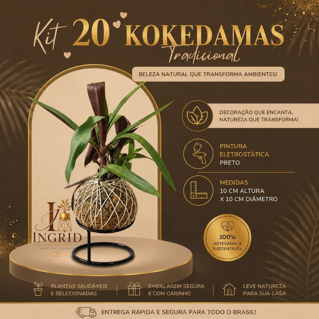 Kit 20 Suportes para Kokedama – Aro Metálico Resistente para Plantas Suspensas, Decoração e Jardinagem