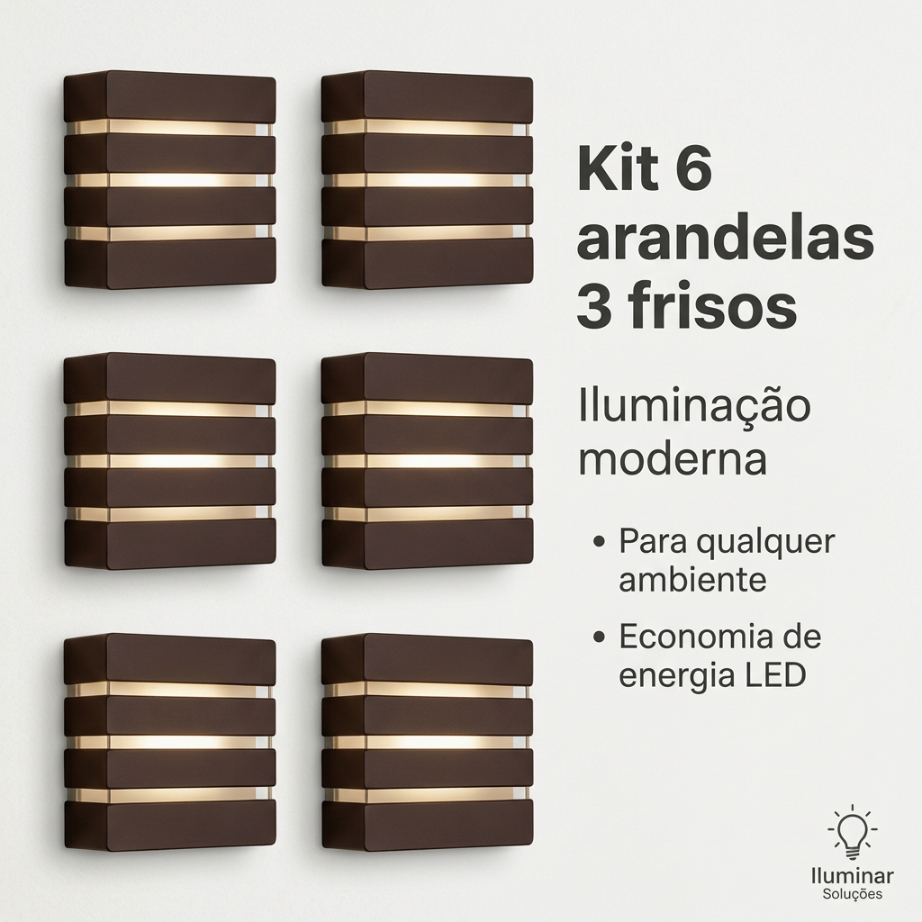 06 Un Arandela Luminária 3 Frisos 3 Focos + lâmpada Led G9 5w Para decoração Piscinas Muros Paredes