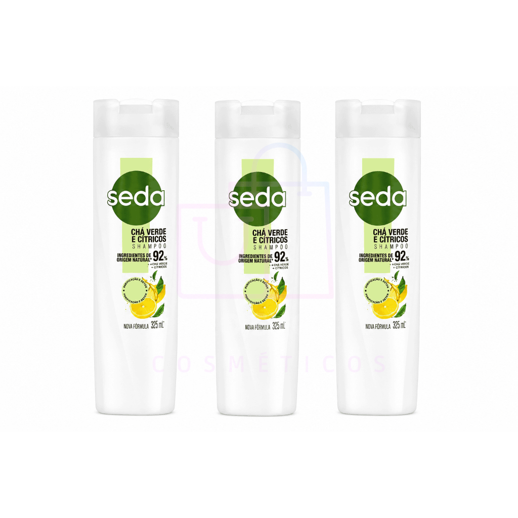Kit 03un Shampoo Seda Chá Verde Pureza Detox Citrus 325ml