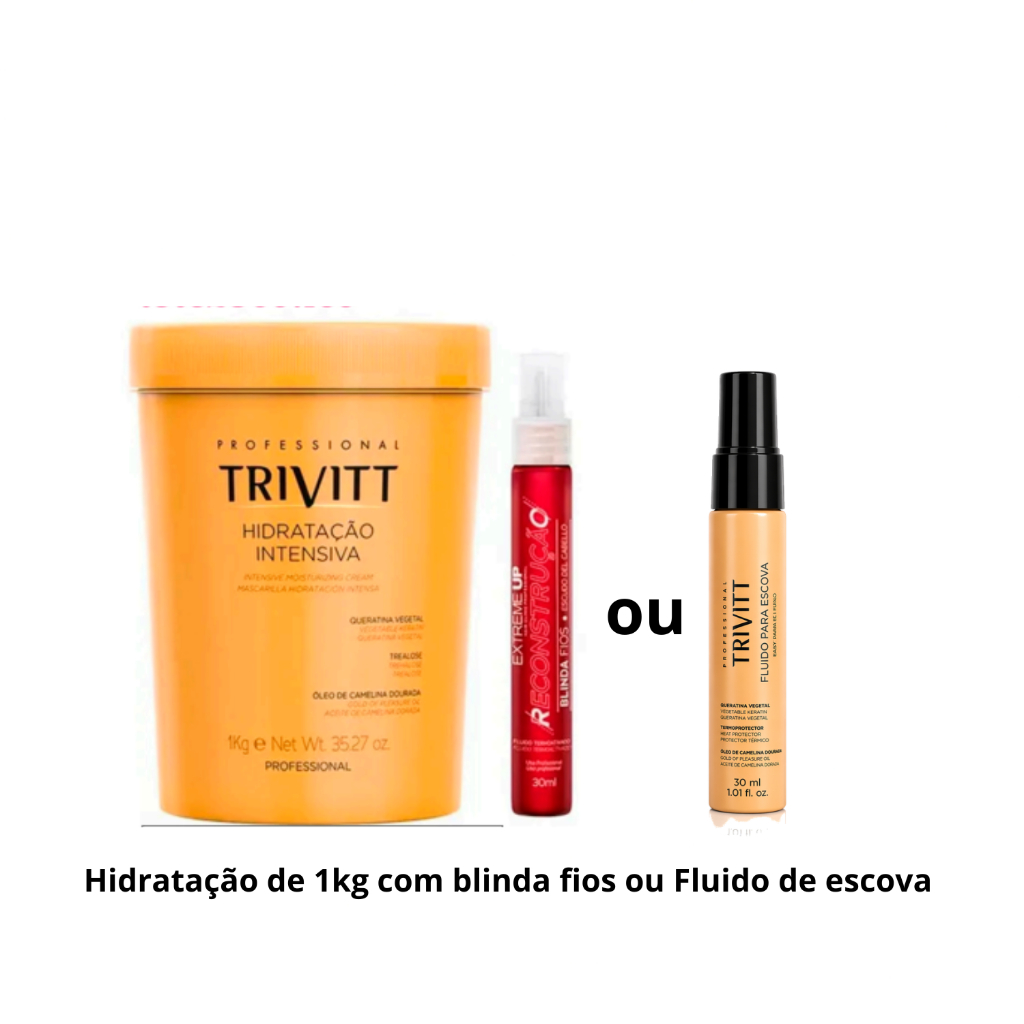 Máscara De Hidratação Intensiva Trivitt + Blinda Fios ou fluido para escova