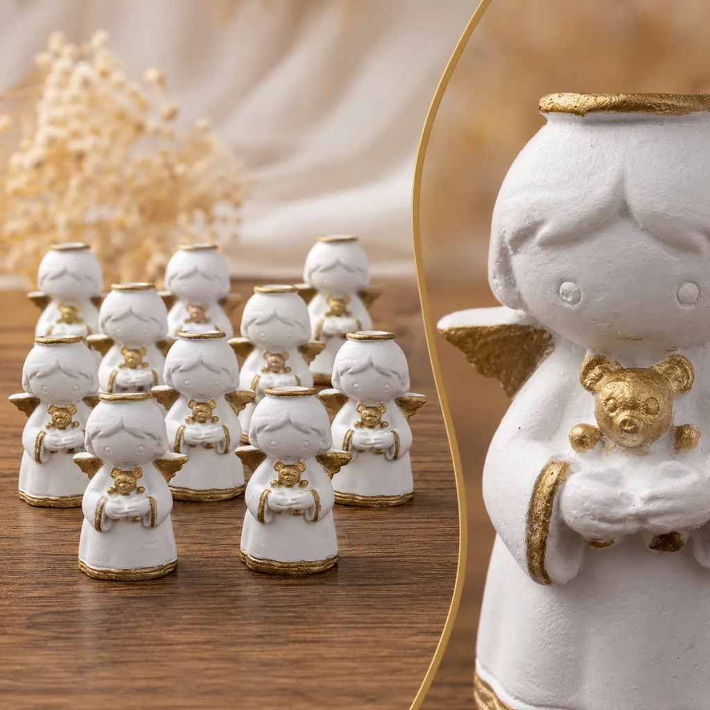 Kit 10 Mini Anjo 6cm Branca Dourada Anjinho da Guarda Lembrancinha Batizado Primeira Eucaristia