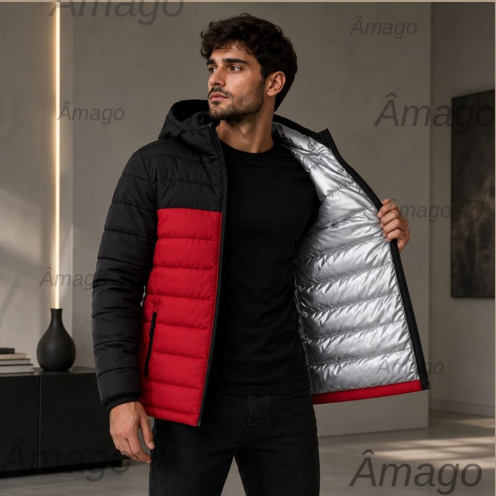 Jaqueta Masculina Bobojaco Color Nylon Com Forro e Camada Termica Refletiva Inverno Quente