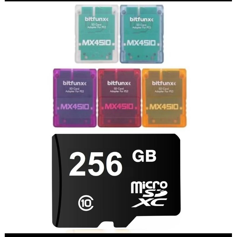 MX4SIO + MicroSD 256gb Com 80 Jogos Adaptador leitor cartão de memória para PS2 Sistema OPL