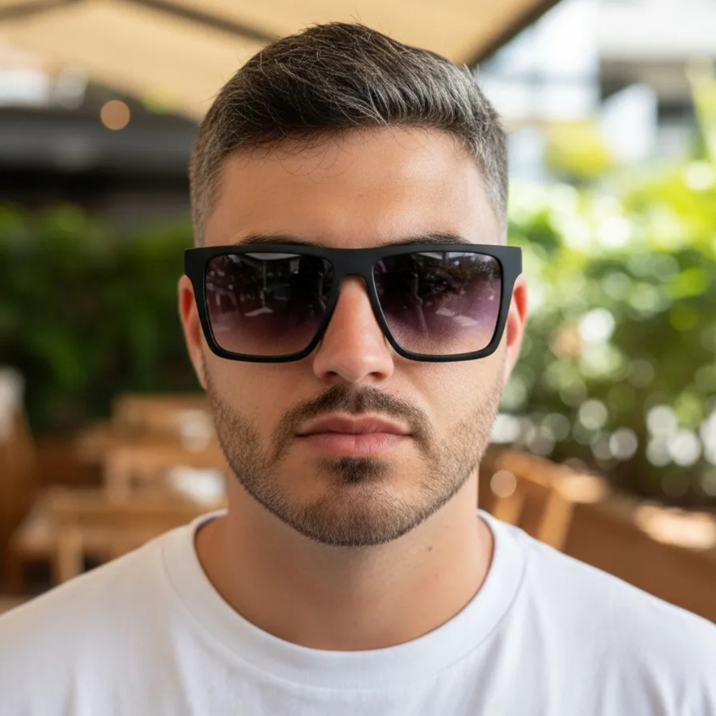 Óculos de sol Masculino Quadrado Grande com proteção UV400 Finoti c/ e Garantia para esporte
