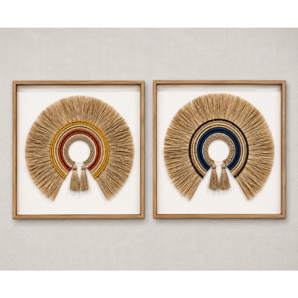 quadros decorativos cocar elegante 60x60cm cada peça boho