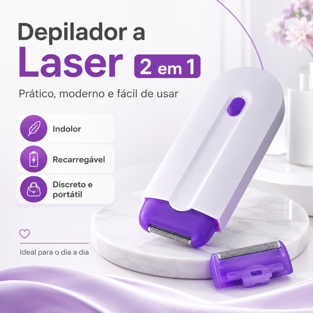 Depilador Laser Indolor Recarregável portátil 2 em 1 Branco/roxo eletrico