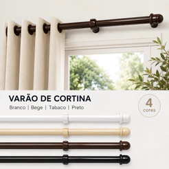 Varão Varal para Cortina com Kit de Instalação Varias Cores e Tamanhos: 1 metro, 1,5 metro, 2 metros ou 2,5 metros