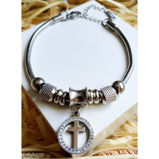 Pulseira TODA em AÇO INOX LINDA + MIMO (CRUZ)