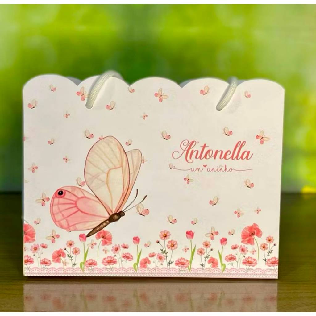 Sacolinha Personalizada JARDIM DAS BORBOLETAS - Lembrancinha para Festa Sacola Surpresa
