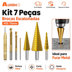 AUXOM Kit Jogo de Brocas Escalonadas HSS Revestidas de Titânio 4-12/20/32mm Para Metal Madeira Plástico