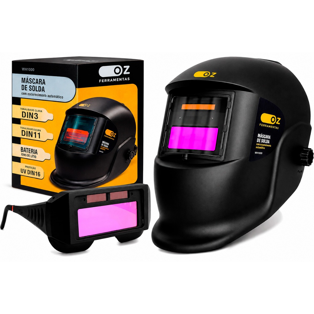 Kit Máscara De Solda E Óculos Escurecimento Automático Para Soldador Oz
