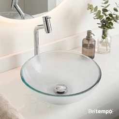 Cuba Pia de Apoio Sobrepor Vidro Redonda 29cm Banheiro Lavabo Beltempo BT-4030