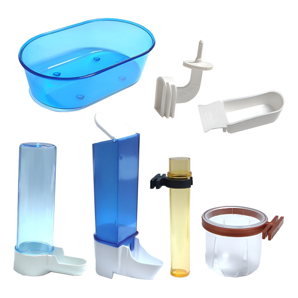Kit 7 Peças Trinca-ferro, Bebedouro, Comedouro, Banheira