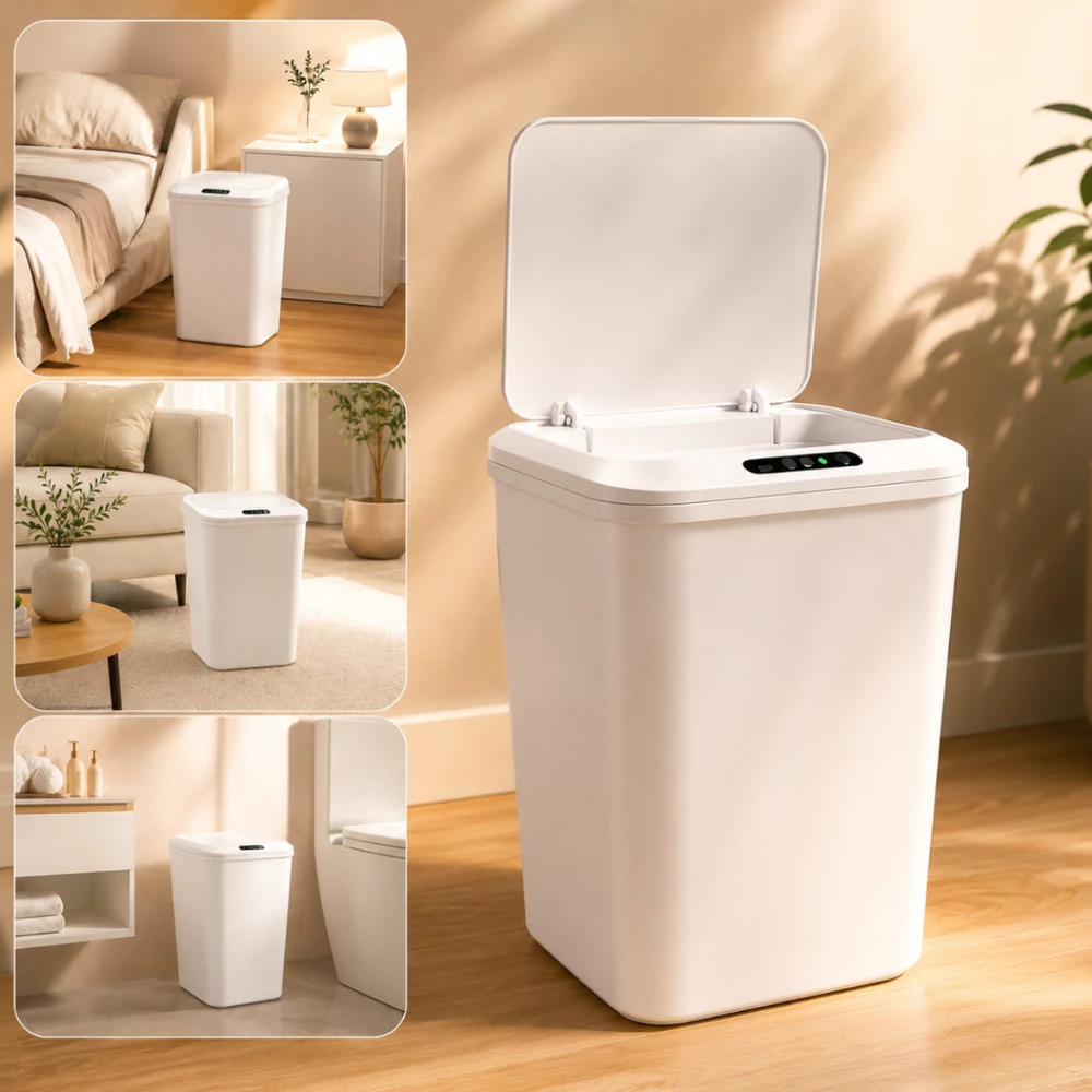 Lixeira Sensor Automática 16L Inteligente Recarregável Moderna Usb Anti Odor Cozinha Banheiro Escritório