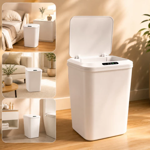 Lixeira Sensor Automática 16L Inteligente Recarregável Moderna Usb Anti Odor Cozinha Banheiro Escritório