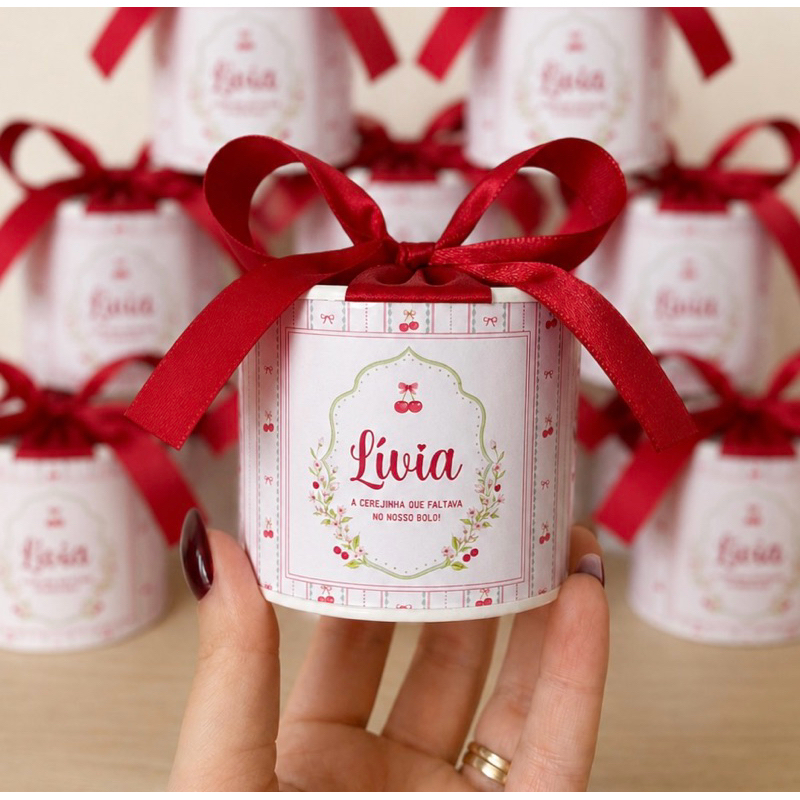 Kit tubolatas personalizadas CEREJA• Lembrancinha maternidade | chá de bebê • 5x6 Fazemos qualquer tema