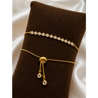 PULSEIRA AJUSTÁVEL DOURADA / PRATA- PULSEIRA FOLHEADA ZIRCÔNIA