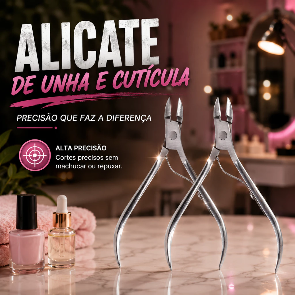 1 ou 2 Alicates de Unha Cuticula de Precisão Cortador de Unha Profissional Aço Inox