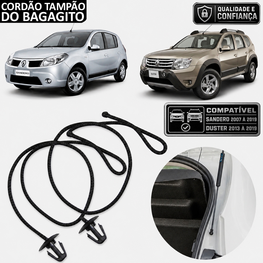 Par Cordão Alça Do tampão Bagagito Porta Malas Sandero (2007 a 2019) Duster (2013 a 2019)