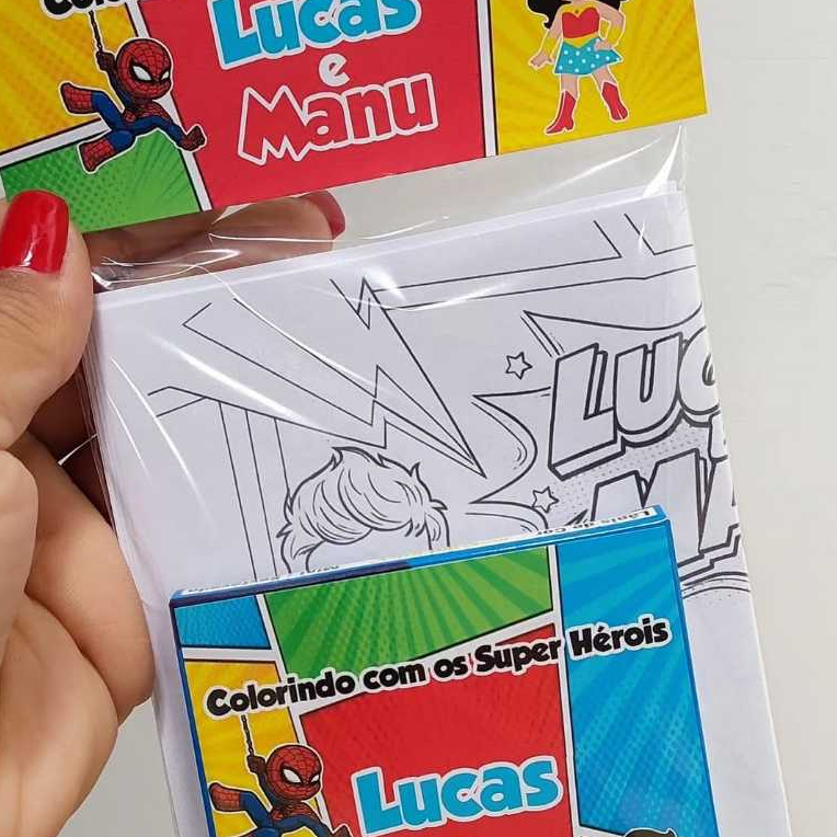 Kit Colorir Mulher Maravilha/Homem aranha lembrancinha personalizada, desenhos para colorir, Lembrancinha de Aniversário