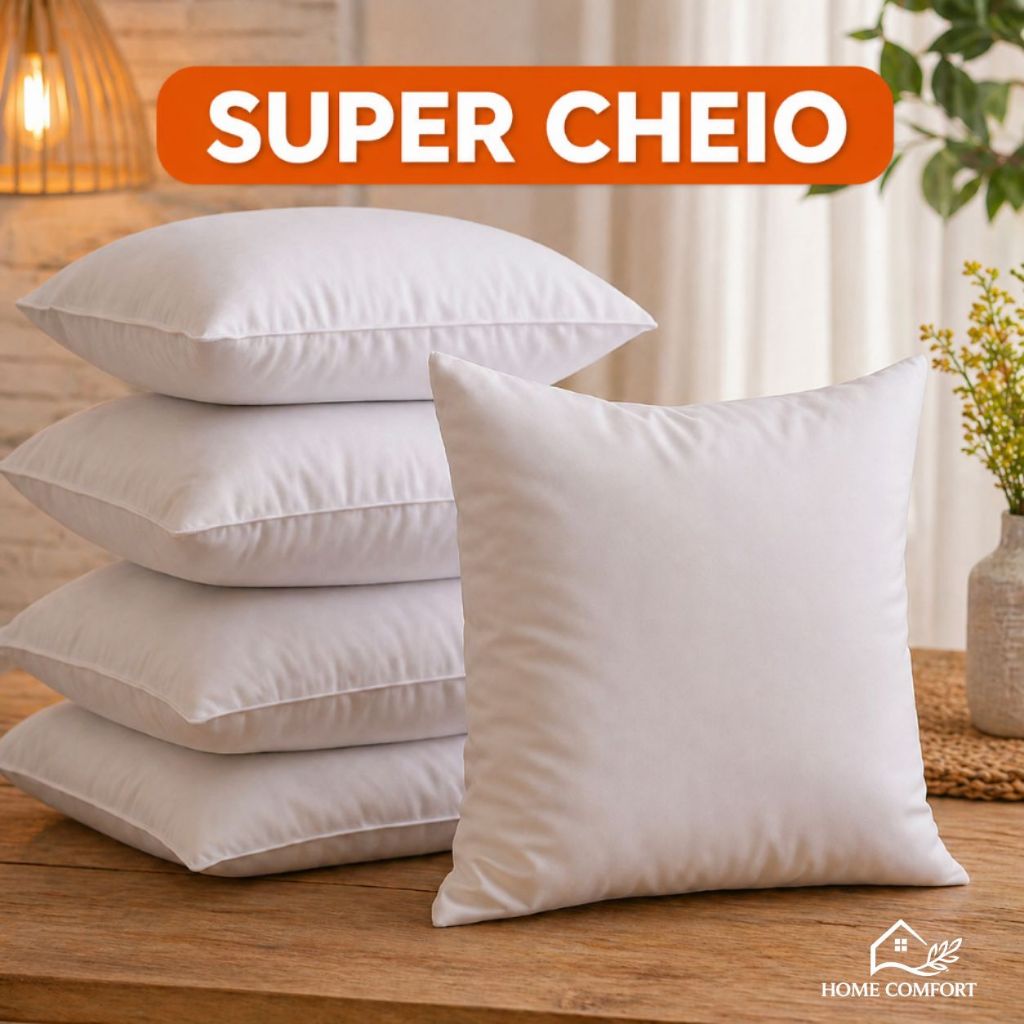 Kit até 6 Unidades Enchimento 45x45 Almofada de Flocos Macia Antialérgica p/ Sofá Cama Decorativa