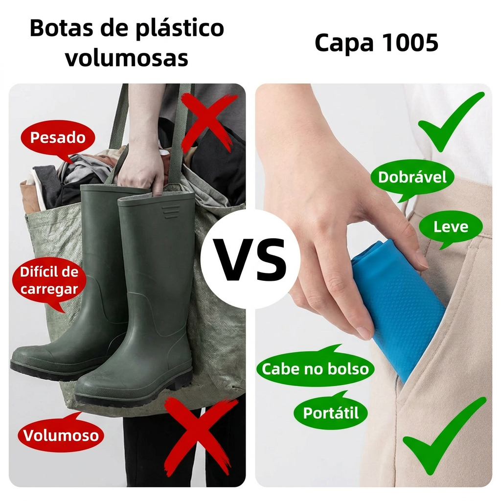Capa de Sapato Reutilizável Anti Chuva Solado Antiderrapante Masculino Feminino