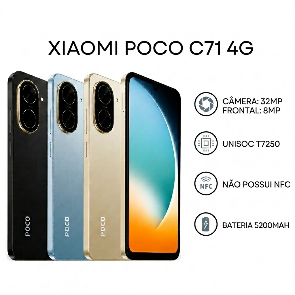 Celular Smartphone Xiaomi Poco C71 128GB / 64GB Dual Sim Global