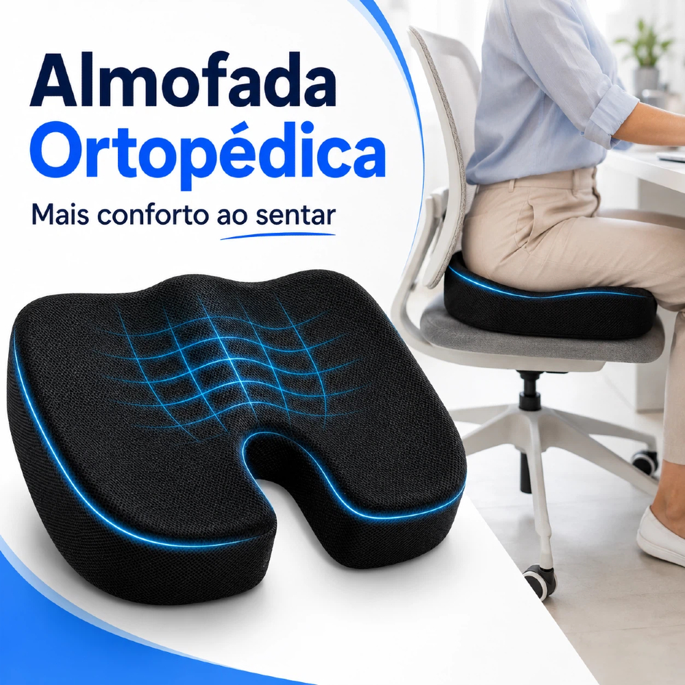 Almofada Assento Ortopédico Travesseiro Ergonômico Cadeira