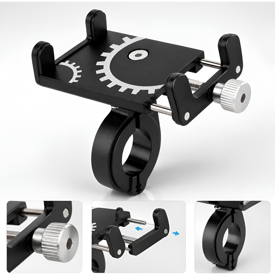 Suporte de Celular para Bicileta Moto em Alumínio 360° Giratório Porta Smartphone Universal Bike