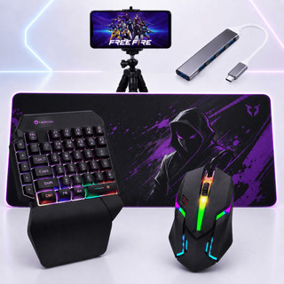 Kit Mobilador Gamer Completo Teclado Uma Mao Mouse Gamer Mousepad 30x90cm Hub Tipo C Trip…