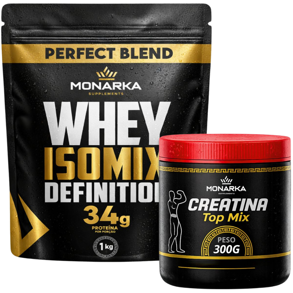 Whey Isolado Concentrado 1kg + Creatina Monohidrata 300g - Kit Whey + Creatina