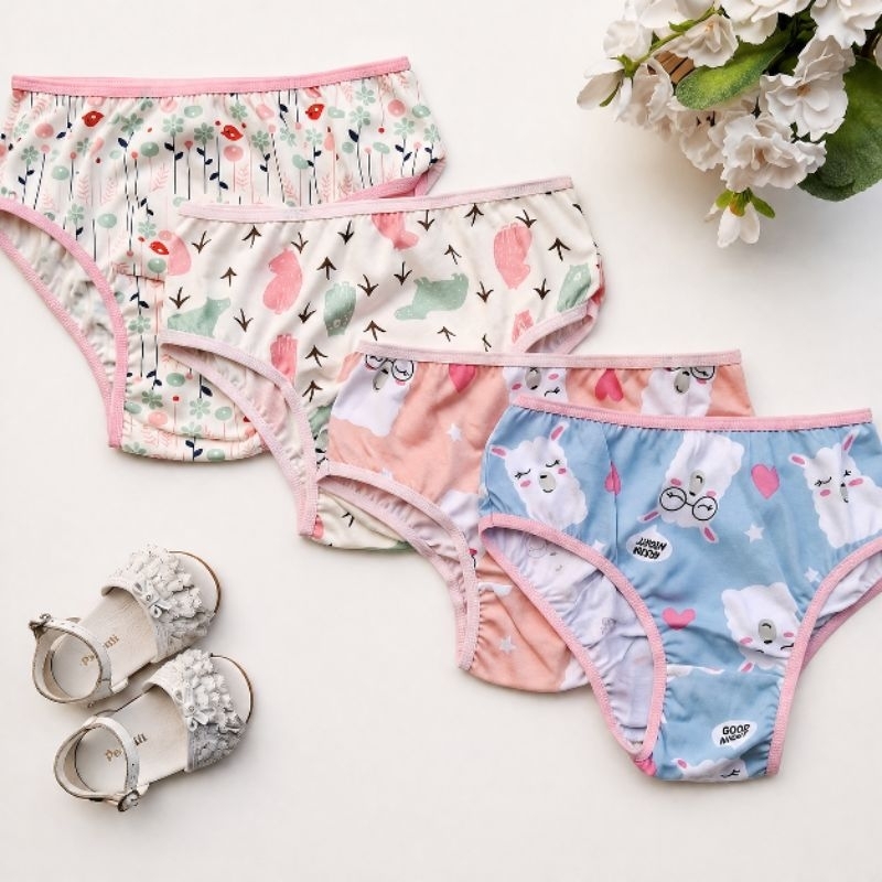 Kit 3 Calcinhas Infantil Menina 100% Algodão Antialérgica Confortável Macia Estampada Premium Respirável