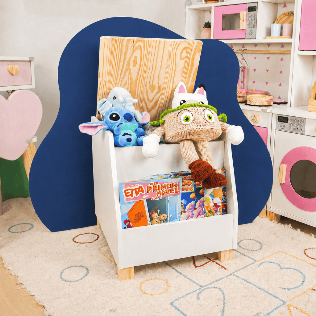 Baú Organizador Leiturinha Madeira Infantil Tamanho P Quarto Organização Brinquedo Pedagógico Lúdico Kit Livro Educativo