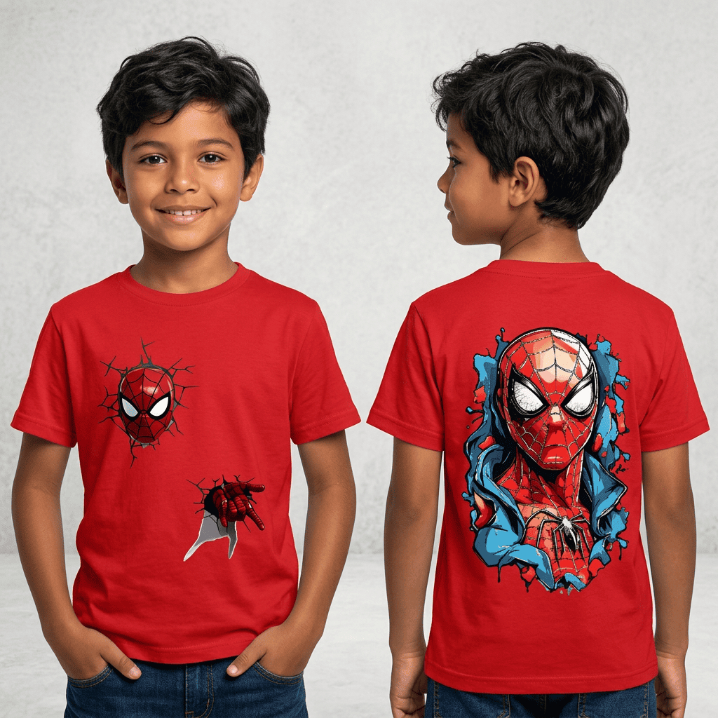 Camiseta Infantil Juvenil 100% algodão Masculino Homem A. Desenho Aranha