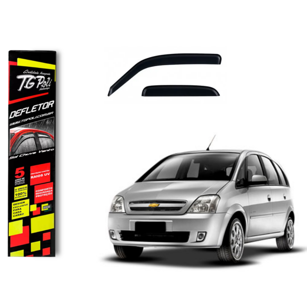 Calha de Chuva Chevrolet Meriva 2003 a 2012 4 portas TG Poli Defletor Portas Protetor Janelas Fumê