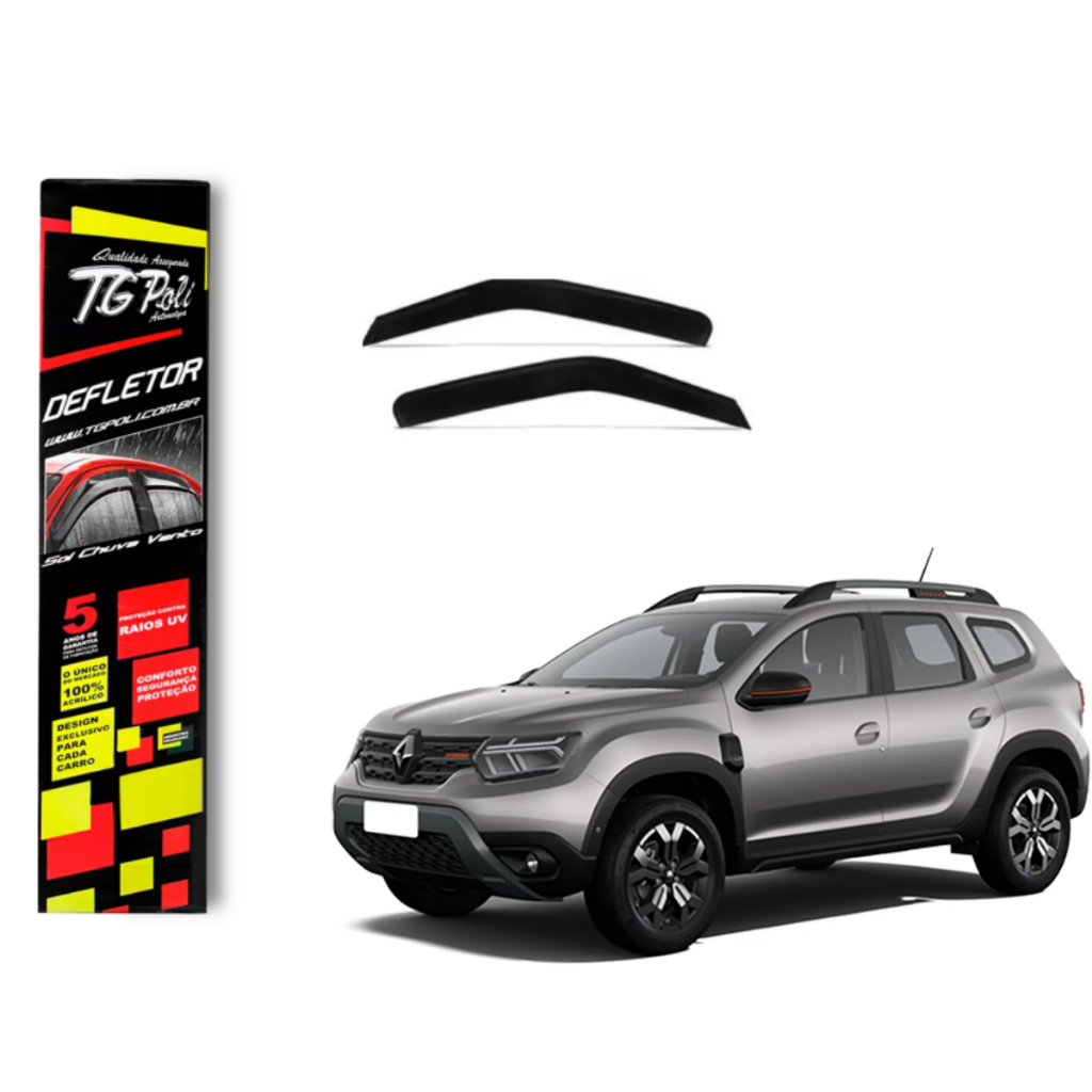 Calha de Chuva Renault Duster 2020 a 2027 TG Poli Defletor 4 portas Protetor Janelas Fumê