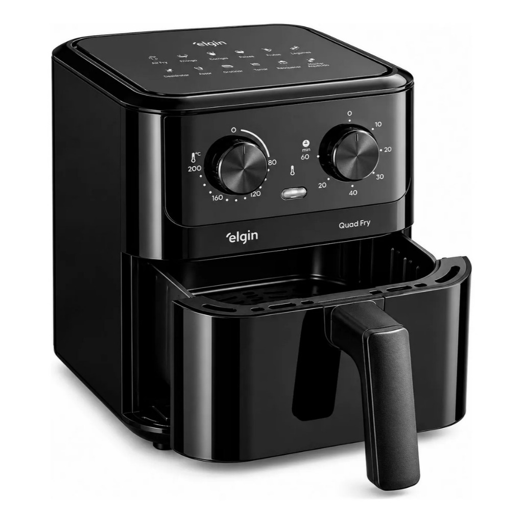 Fritadeira Elétrica Elgin Air Fryer 4,2L Preta - Capacidade 4,2L, Sistema de Circulação Rápido, Limpeza Prática