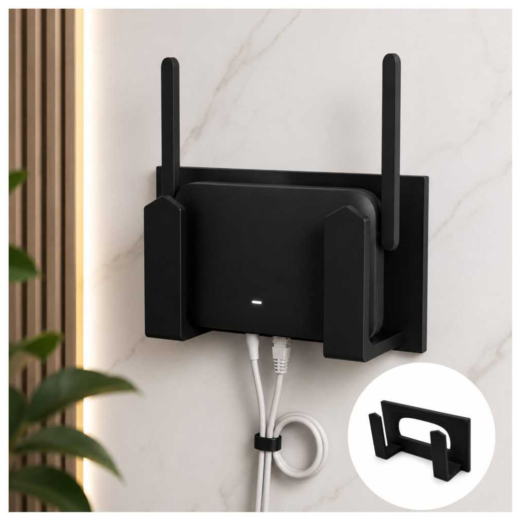 Suporte Roteador WiFi Parede Adesivo 3M Sem Furo Fácil instalação