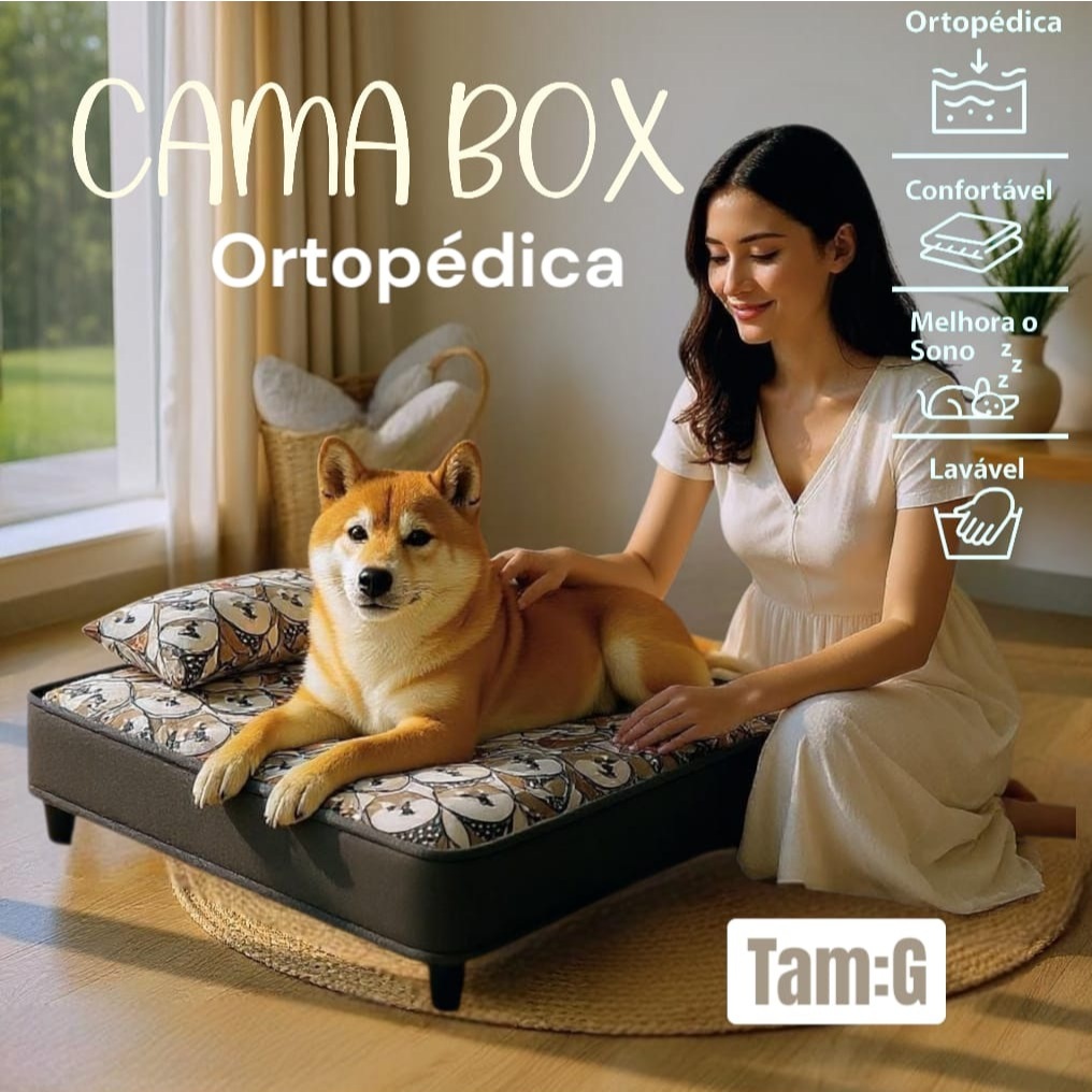 Cama Box Ortopédica Impermeável para Cães